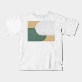 Half Circle Colorblock - Gold Green and White Kids T-Shirt